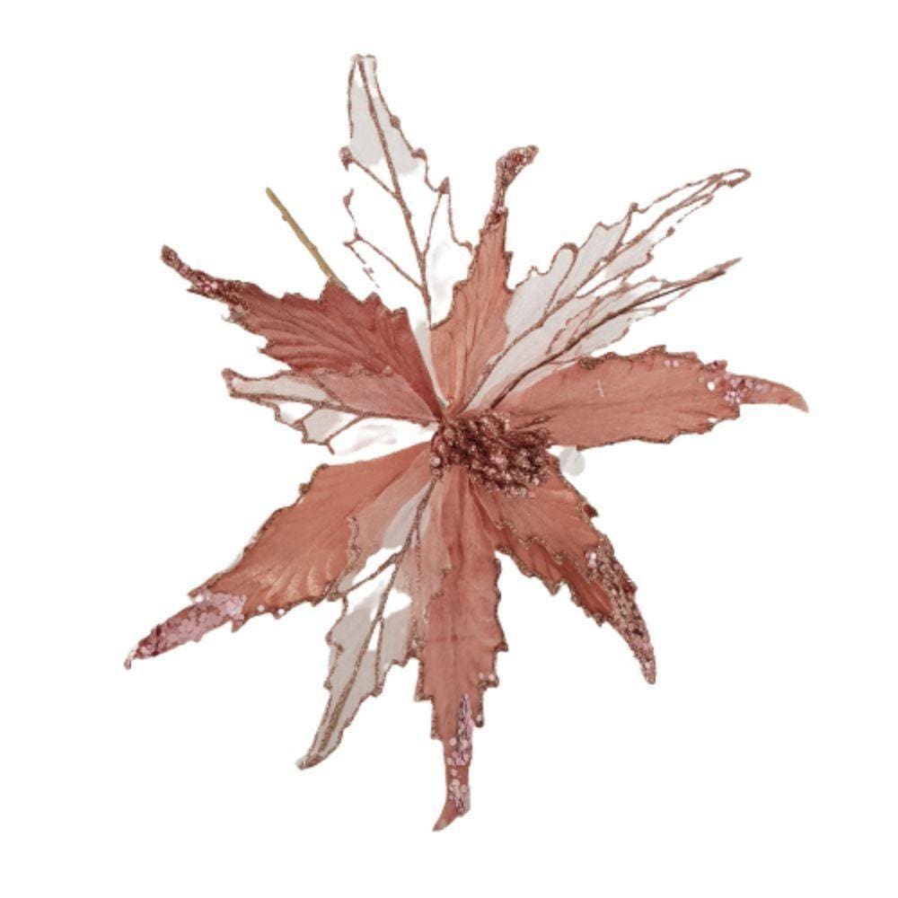 Flor Artificial Natal Rosa 30cm