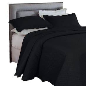 Kit Cobre Leito Colcha Cama King Size 3pç Dupla Face 260x280cm Preto