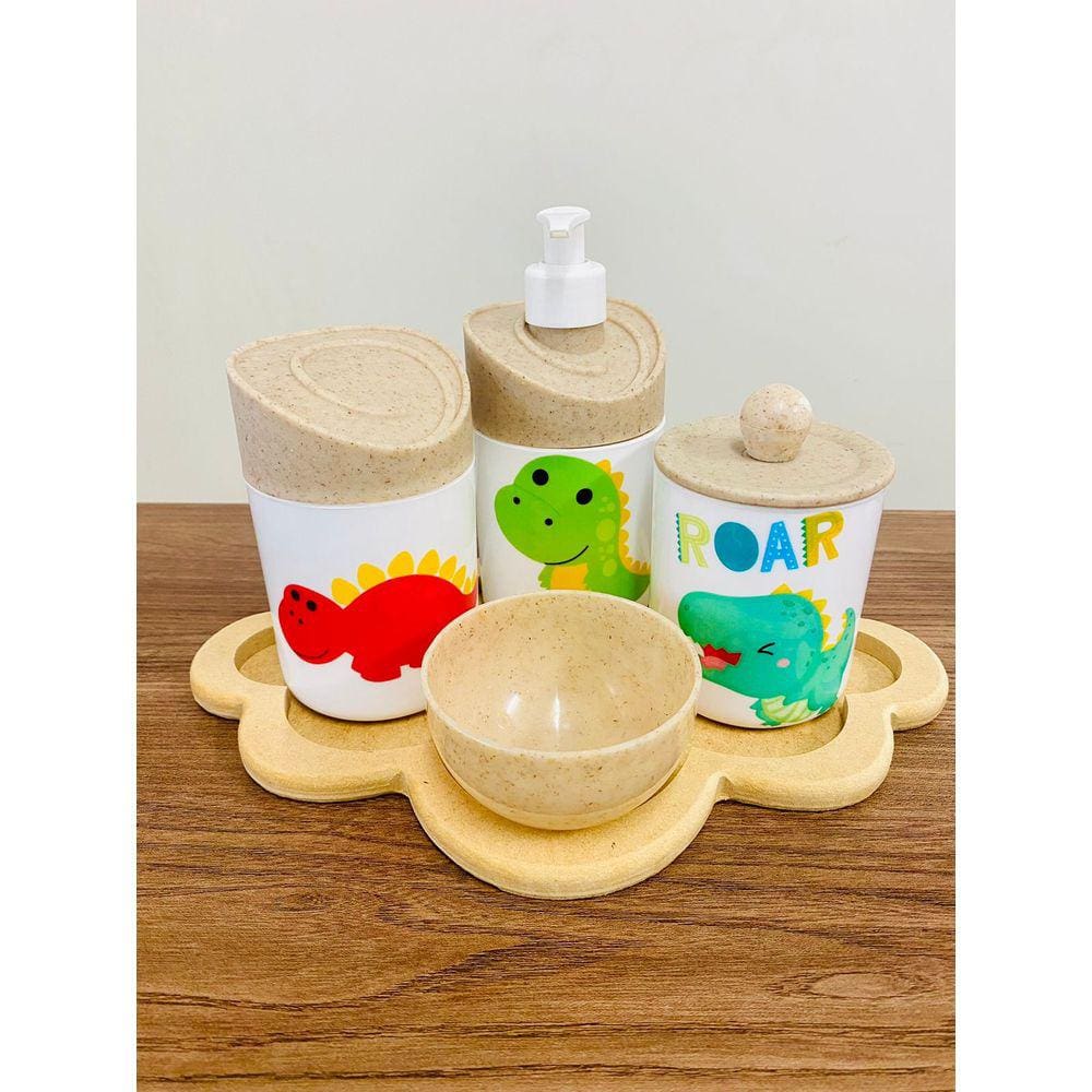 Kit Higiene Dino Baby c/bandeja nuvem crua