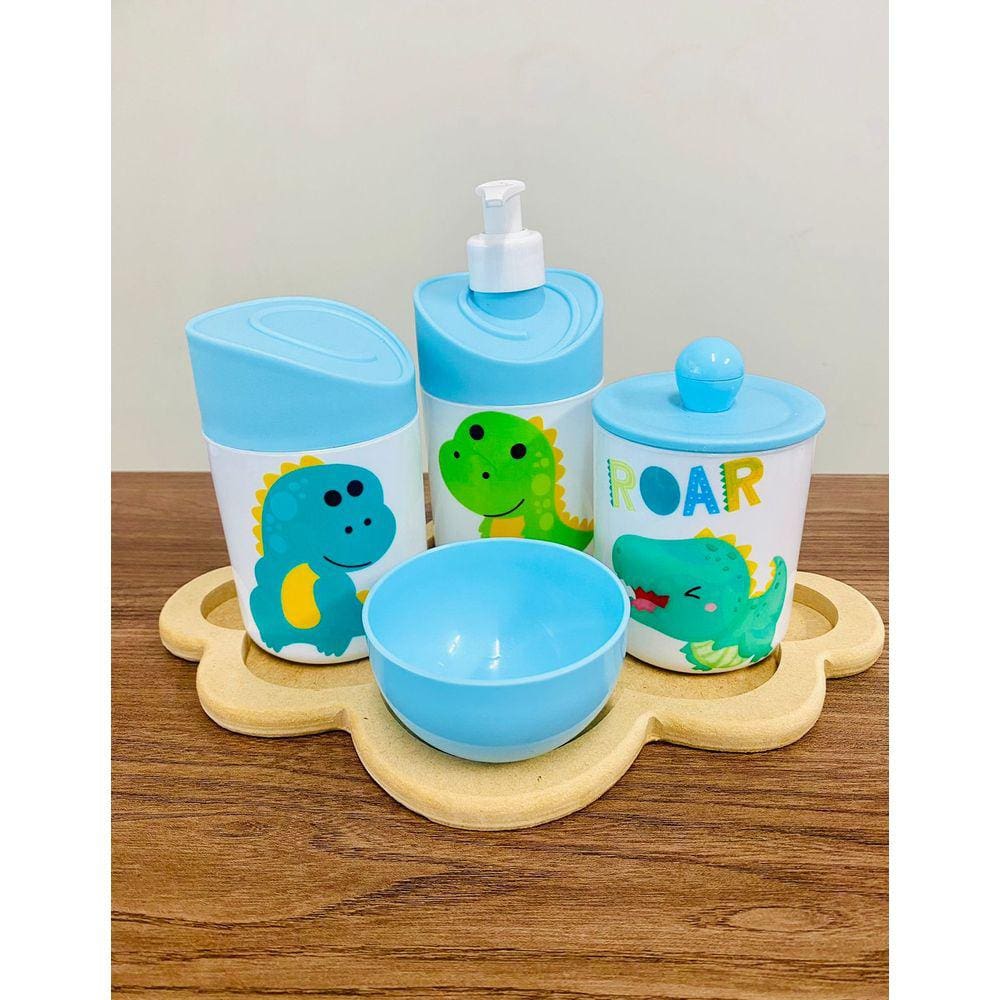 Kit Higiene Dino Baby c/bandeja nuvem crua
