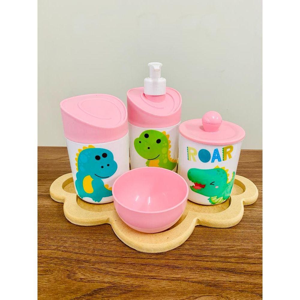 Kit Higiene Dino Baby c/bandeja nuvem crua