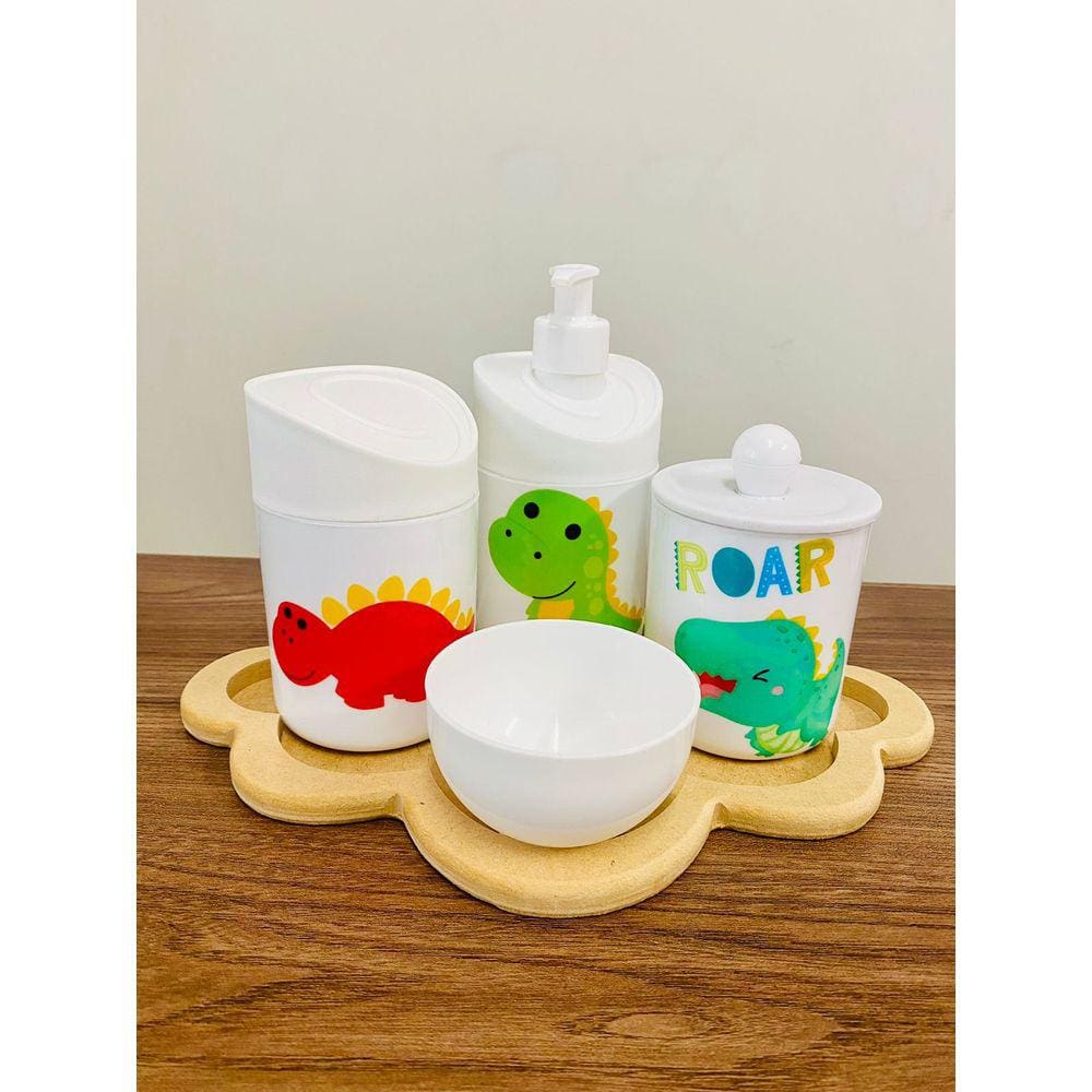 Kit Higiene Dino Baby c/bandeja nuvem crua