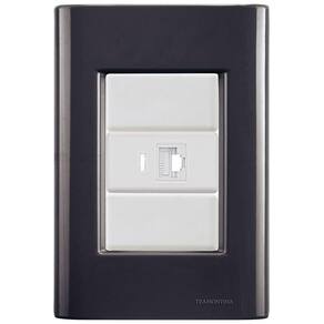 Cj Tomada Rj45 Rj 45 Ethernet Giz Grafite Tramontina Completo Pronto Tramontina