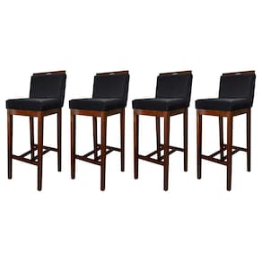 Kit 4 Banquetas Alta Estofadas para Bancada Líbia Madeira Capuccino Suede Preto CCS