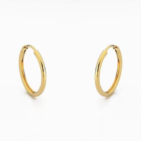 Brinco Argola Unissex Básica Lisa Banhado A Ouro 18k - 3,3cm