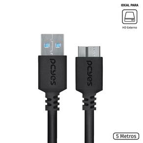 Cabo Para Hd Externo Usb A 3.0 Macho Para Micro Usb B 3.0 (10 Pinos) Macho 28awg 5m - Puamcm3-5