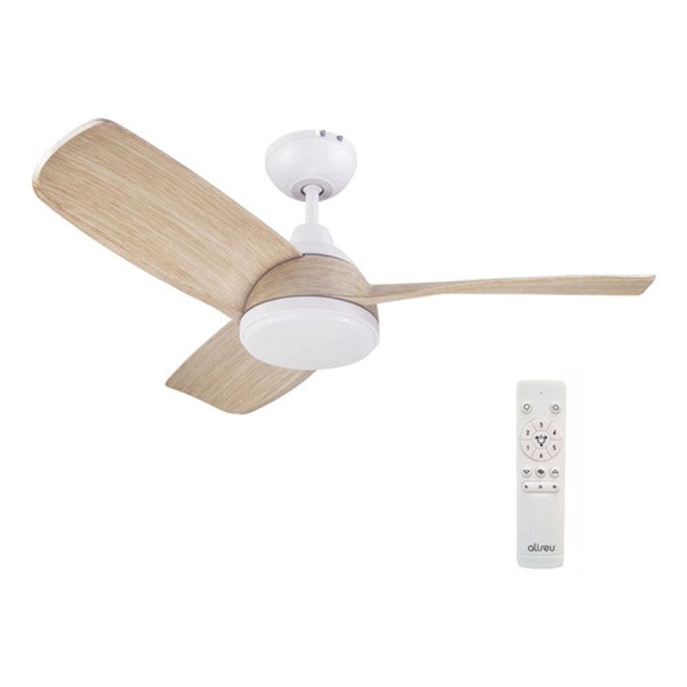 Ventilador De Teto Madeira Controle Remoto Led 108cm Bivolt