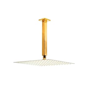 Ducha Chuveiro Quadrado De Teto 30Cm Com Braço 25Cm Mundaú - Dourado