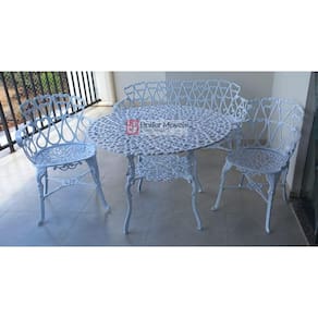 Conjunto de Mesa Para Jardim Viena Com Banco de 3 Lugares e Mesa de 1,00 M em Alumínio Fundido Unifer Móveis
