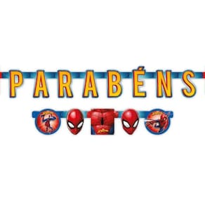 Faixa de Parabéns Homem Aranha Para Festa 220cm x Altura 20cm
