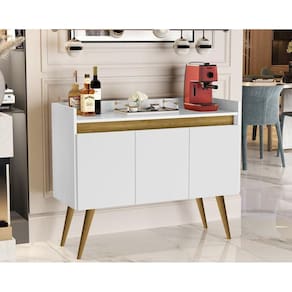 Aparador Luxo 3 Portas Branco/Madeirado 81x90x36 cm
