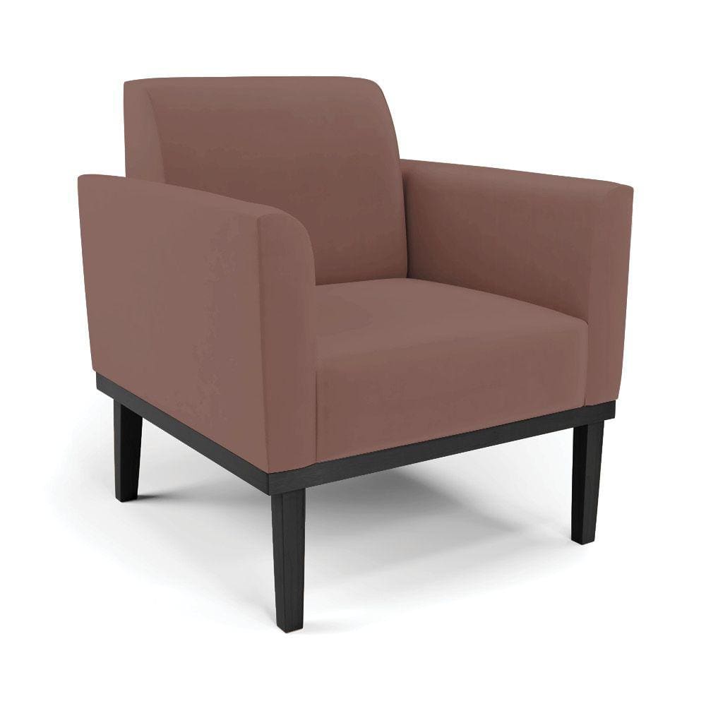 Poltrona Base de Madeira Fixa Preto Marisa Veludo Rosê D03 - D`Rossi