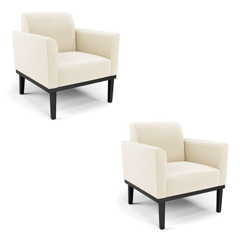 Kit 2 Poltronas Base de Madeira Fixa Preto Marisa Veludo Bege D03 - D`Rossi