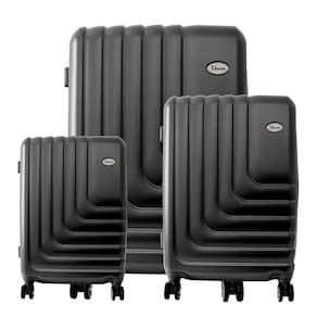 Conjunto de Malas de Viagem Expansível em Abs Ika Flex, Cadeado Tsa Rodas Duplas 3pcs P/m/g Preto
