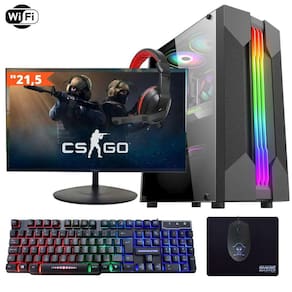 Computador Gamer TOB Intel Core i7 Wi-Fi SSD 960GB 16GB VGA GT730 4GB Windows 10 Pro Trial, Teclado/Mouse, Mouse Pad, Head, Monitor 21.5 PC