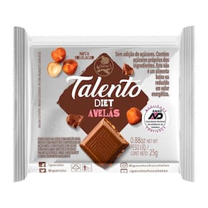 Chocolate Talento Diet 25g Embalagem com 15 Unidades