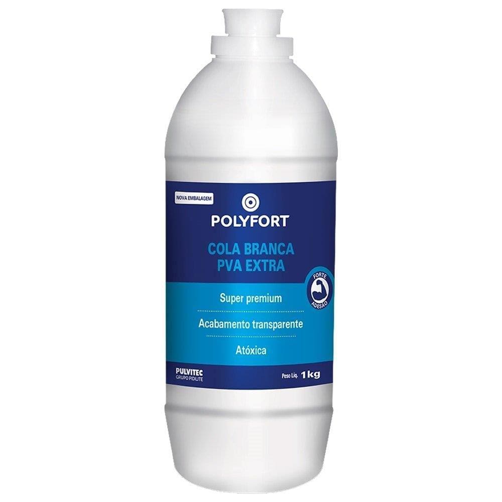 Cola Branca Pulvitec Polyfort Extra 1kg - Embalagem com 12 Unidades