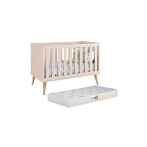 Berço Americano Theo com Pés Madeira Natural e Colchão D18 - Reller Móveis