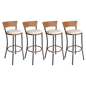 Conjunto de 4 Banquetas Alta Forts em Aço Carbono e Fibra Sintética