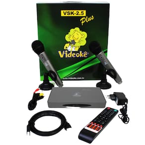 Karaokê Videokê VSK 2.5 Plus Com 200 Músicas + 2 Microfones Sem Fio - 200