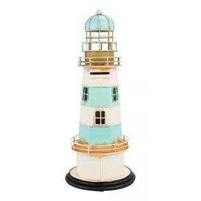 Farol Cofrinho Detalhes Azul Estilo Retrô Vintage