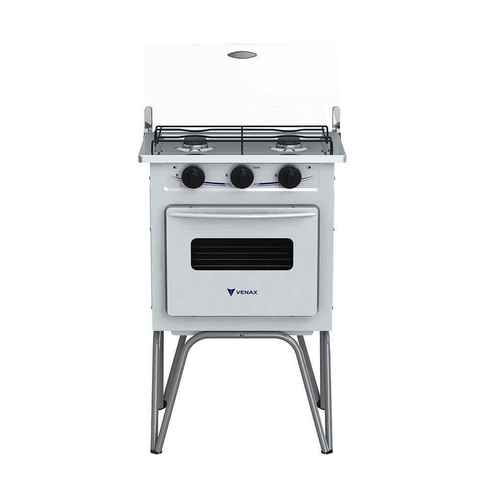 Fogao a Gas 2 Bocas Venax Gemini Tampa de Vidro Branco