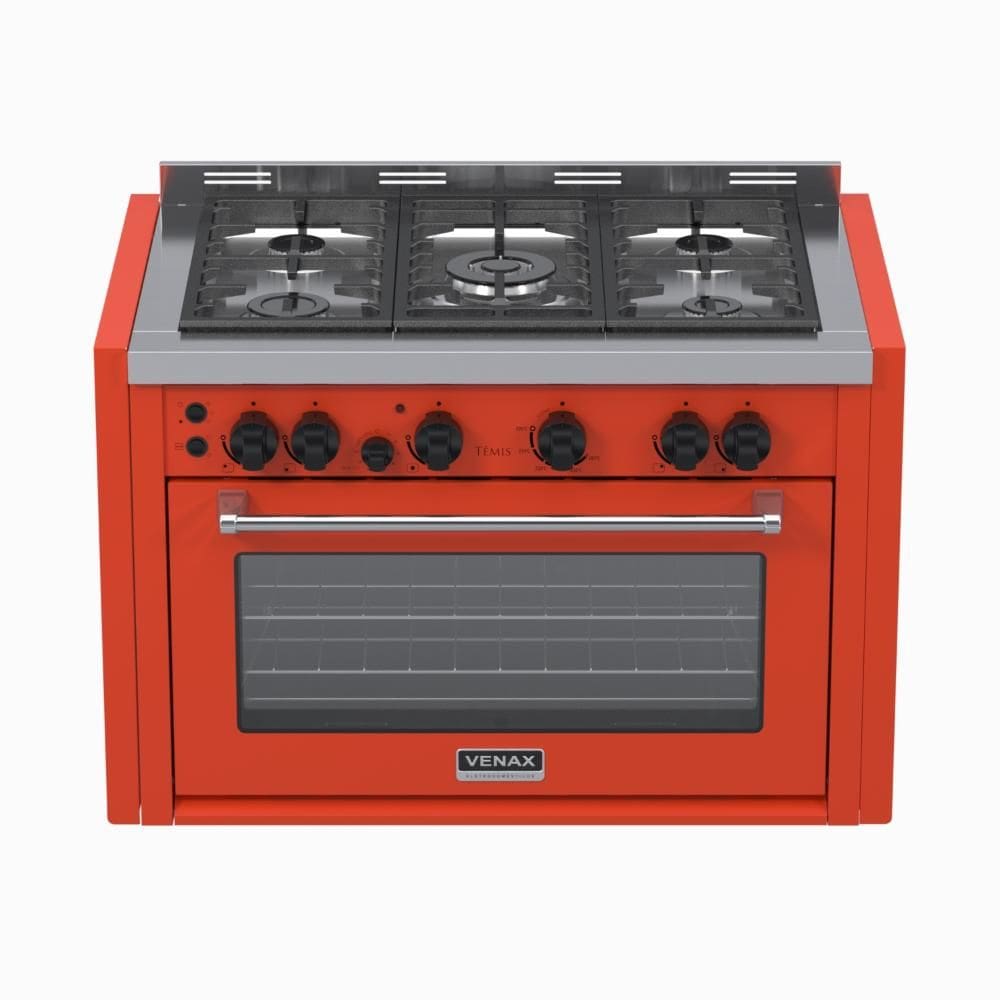 Fogao a Gas de Embutir 5 Bocas Venax Temis Vermelho