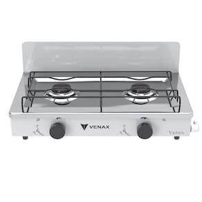 Fogao a Gas Portatil 2 Bocas Venax Flamalar Vetro Branco