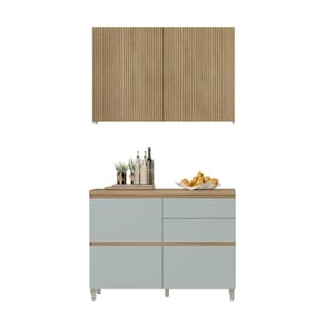 Cozinha Modulada 100% MDF 2 Peças Nesher Rainha Marrom Verde