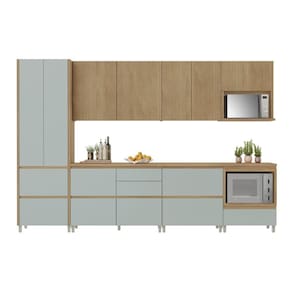 Cozinha Completa 100% MDF 7 Peças Nesher Rainha Marrom Verde