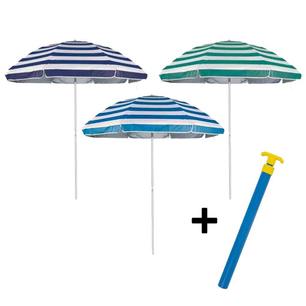 Kit Guarda Sol Articulado 2,60m + Saca Areia Mor