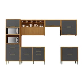 Cozinha Completa 100% MDF 6 Peças Nesher Imperatriz Marrom Grafite