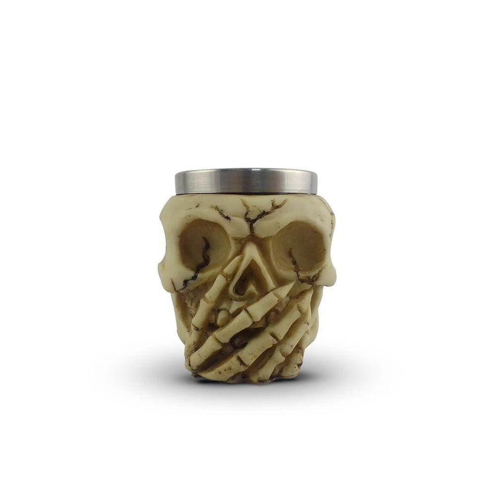Copo Shot em Aço Inox Resina Caveira Decorativo 45ml