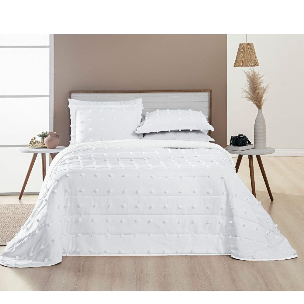 Colcha King 3 Peças Cobre Leito Micropercal 300 Fios Popy