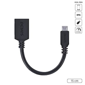 Adaptador Otg Micro Usb Para Usb 2.0 15cm Preto Conexão Com Celulares Smartphones Tablets - Pamup-15