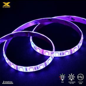 Fita De Led Vx Gaming Rgb Com Controlador Conexão Usb 120 Pontos De Led 2 Metros - Lru2