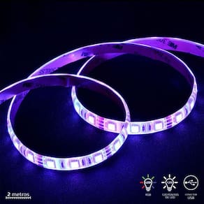 Fita De Led Vx Gaming Rgb Com Controlador Conexão Usb 120 Pontos De Led 2 Metros - Lru2