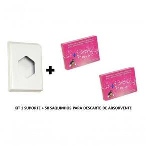 Kit 1 Suporte 50 Saquinhos Refil Para Descarte De Absorvente