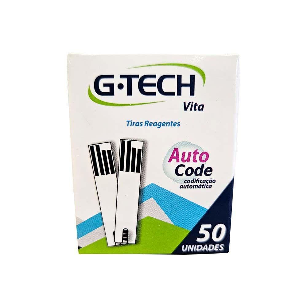 Tiras Reagentes para Aparelho de Glicose Sistema Auto Code 50 Unidades G-Tech Vita