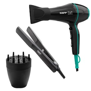 Kit Taiff - Secador Style Preto 2000W 220V + Prancha Ceramic 180ºc + Difusor De Ar Smart