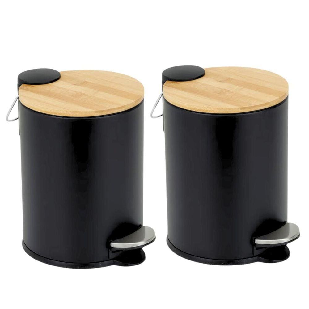 Lixeira com Tampa de Bambu 3 Litros - Durável e Elegante