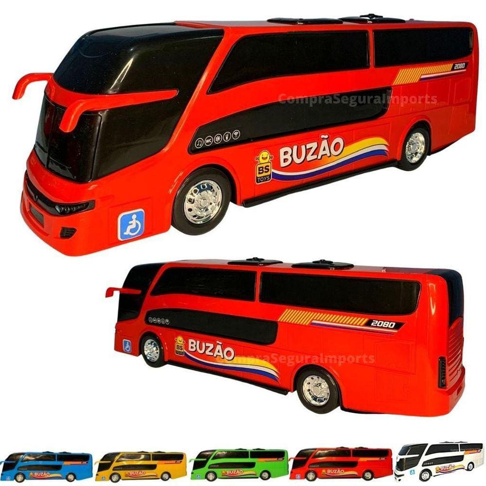 Ônibus De Brinquedo Grande 40Cm Buzão Carrinho - Vermelho