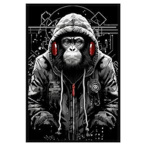 Quadro Decorativo Macaco Estiloso Moldura Cx Alta 100x66 Titulo Moldura Preta