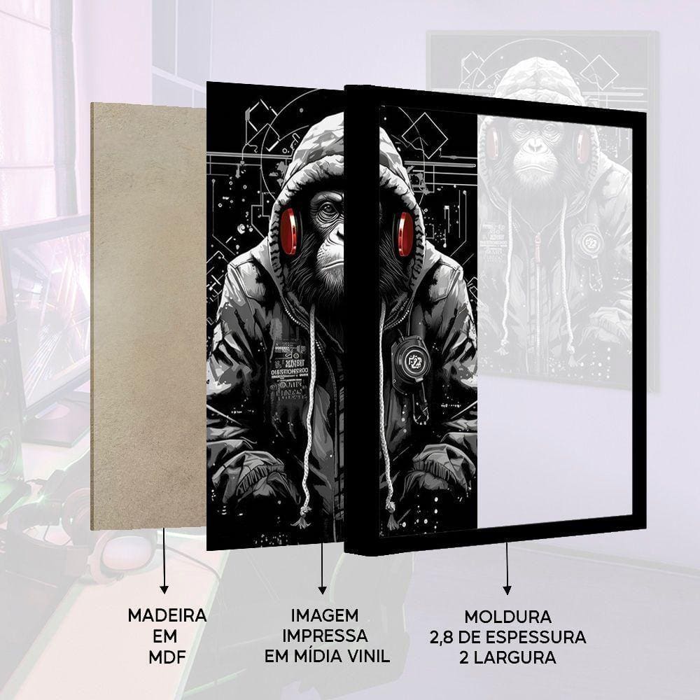 Quadro Decorativo Macaco Estiloso Moldura Cx | Casas Bahia