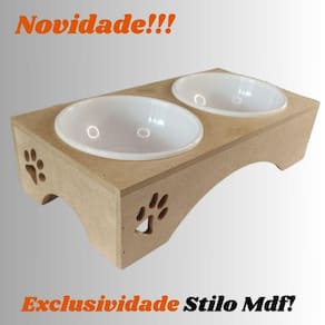 Comedouro De Chão Duplo Para Gatos/ Ccachorros Porte Pequeno