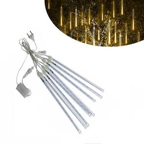8 Tubos Luz Led 50Cm Cascata Efeito Gelo Natal Branco Quente