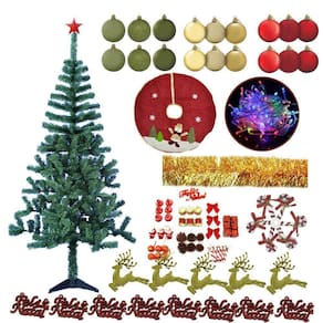Árvore De Natal 320 G Verde 1,80M Completa Com 129 Enfeites