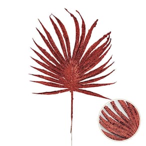 Galho Vermelho Leque 35X16Cm Folhagem De Natal
