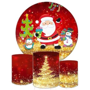Painel Redondo E Capas 3D Sublimado Natal Fkpc-160