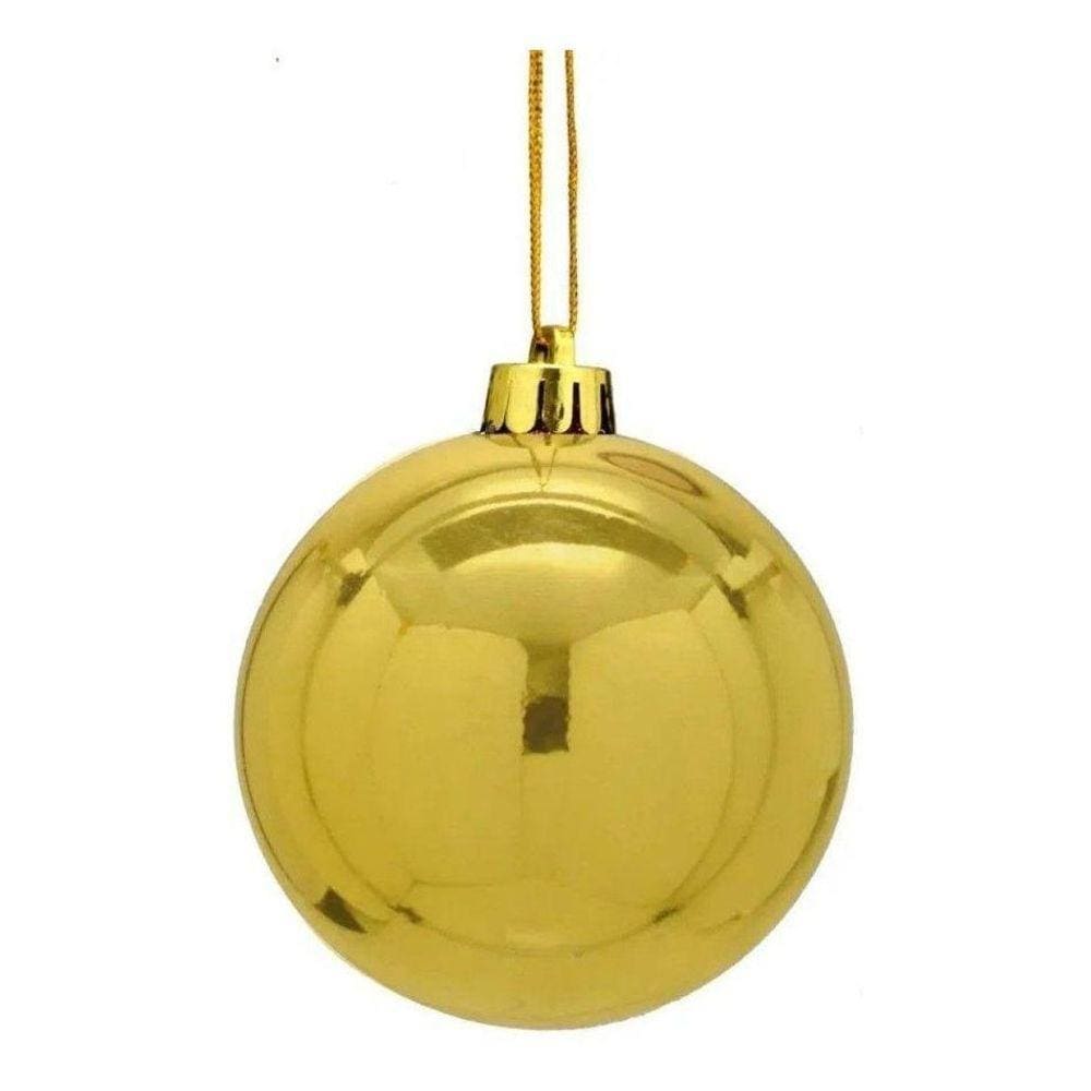 Decoração Bola Natal 15Cm Dourada Enfeite Pendurar Kit 3Un